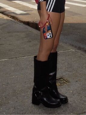 Black Leather Harness Boots